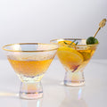 Stemless Martini Glasses Set of 2 Gold Rim J927