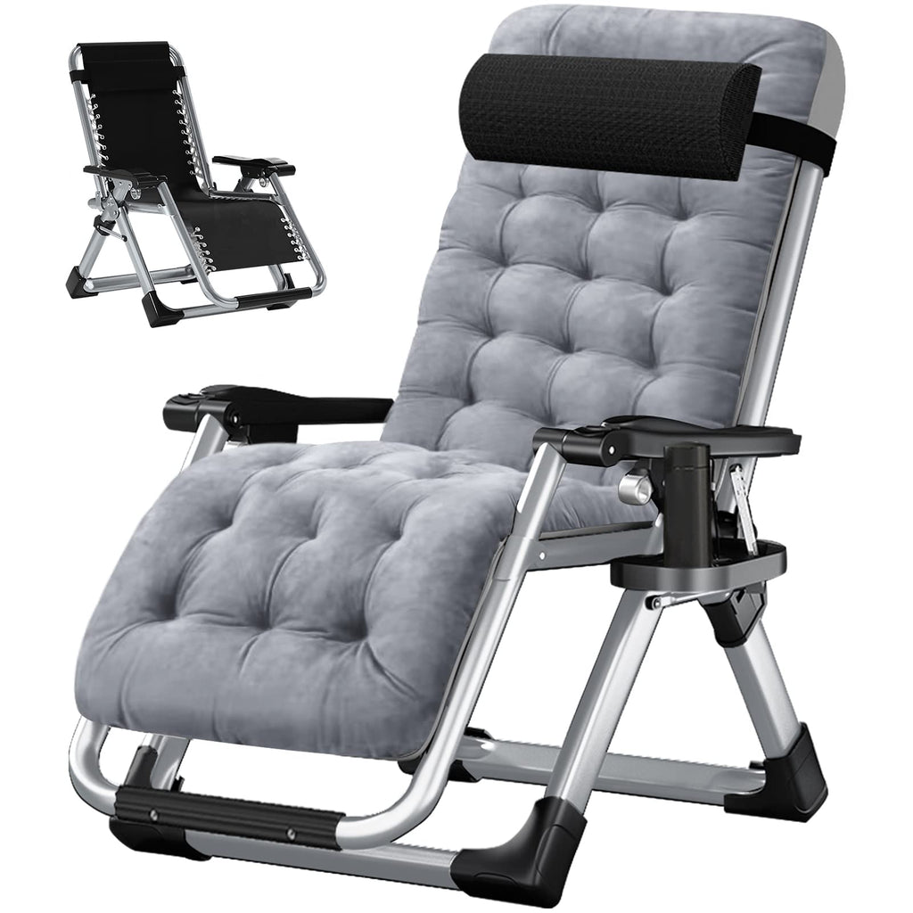 Zero Gravity Folding Lounge Chair with Cushion and Cup Holder C885939