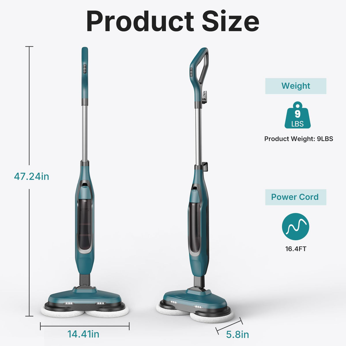 Steam Mop with Rotating Pads, 4 Cleaning Modes A3053
