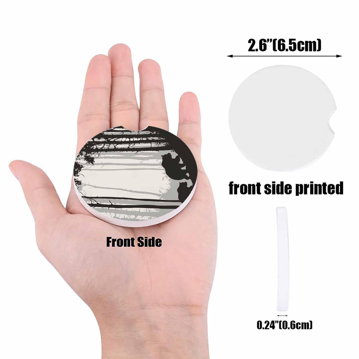 Black Ceramic Stone Car Coasters Set of 2 C975