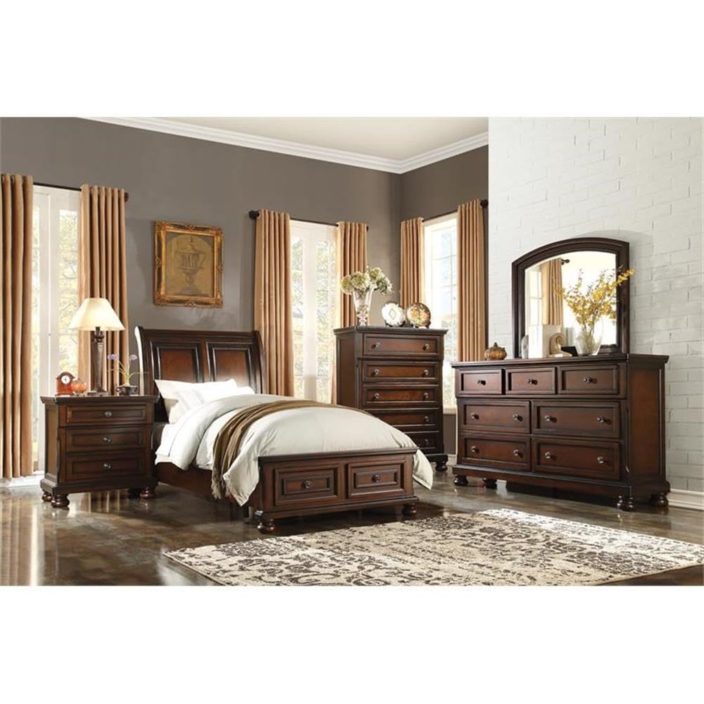 Brown Cherry 3 Drawer Wood Nightstand B746101