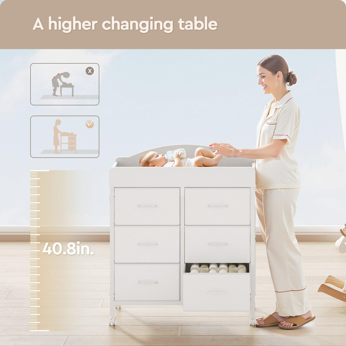 White 6 Drawer Changing Table Dresser O128688