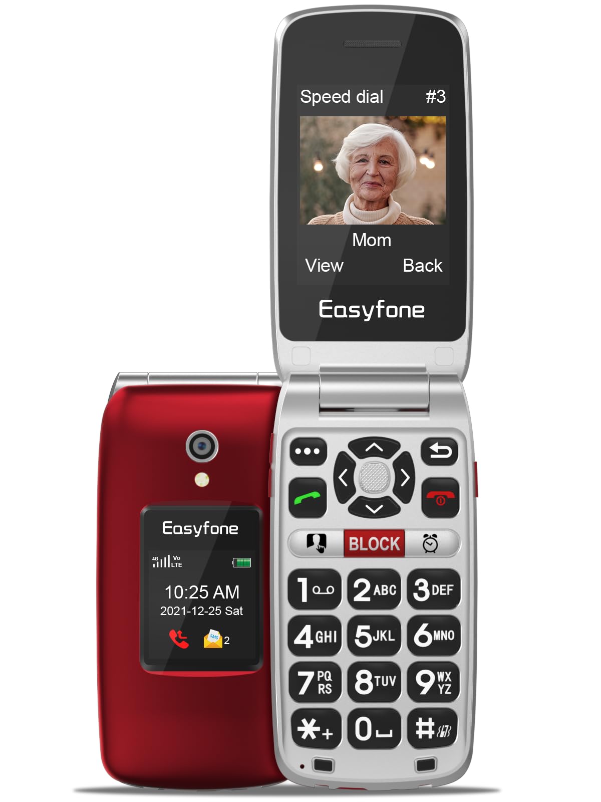Unlocked 4G Big Button Flip Cell Phone with SOS Button & Charging Dock T43605