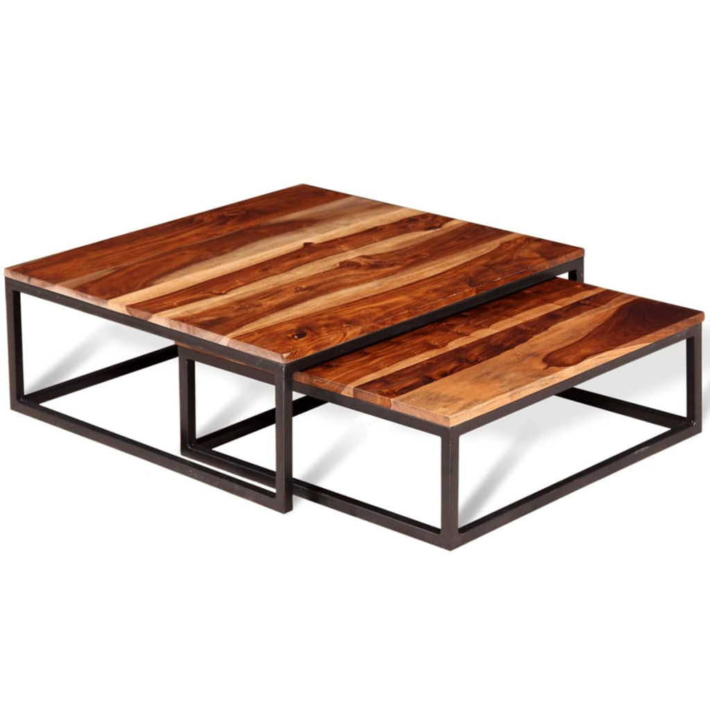 Two Piece Nesting Coffee Table Solid Sheesham Wood X8347