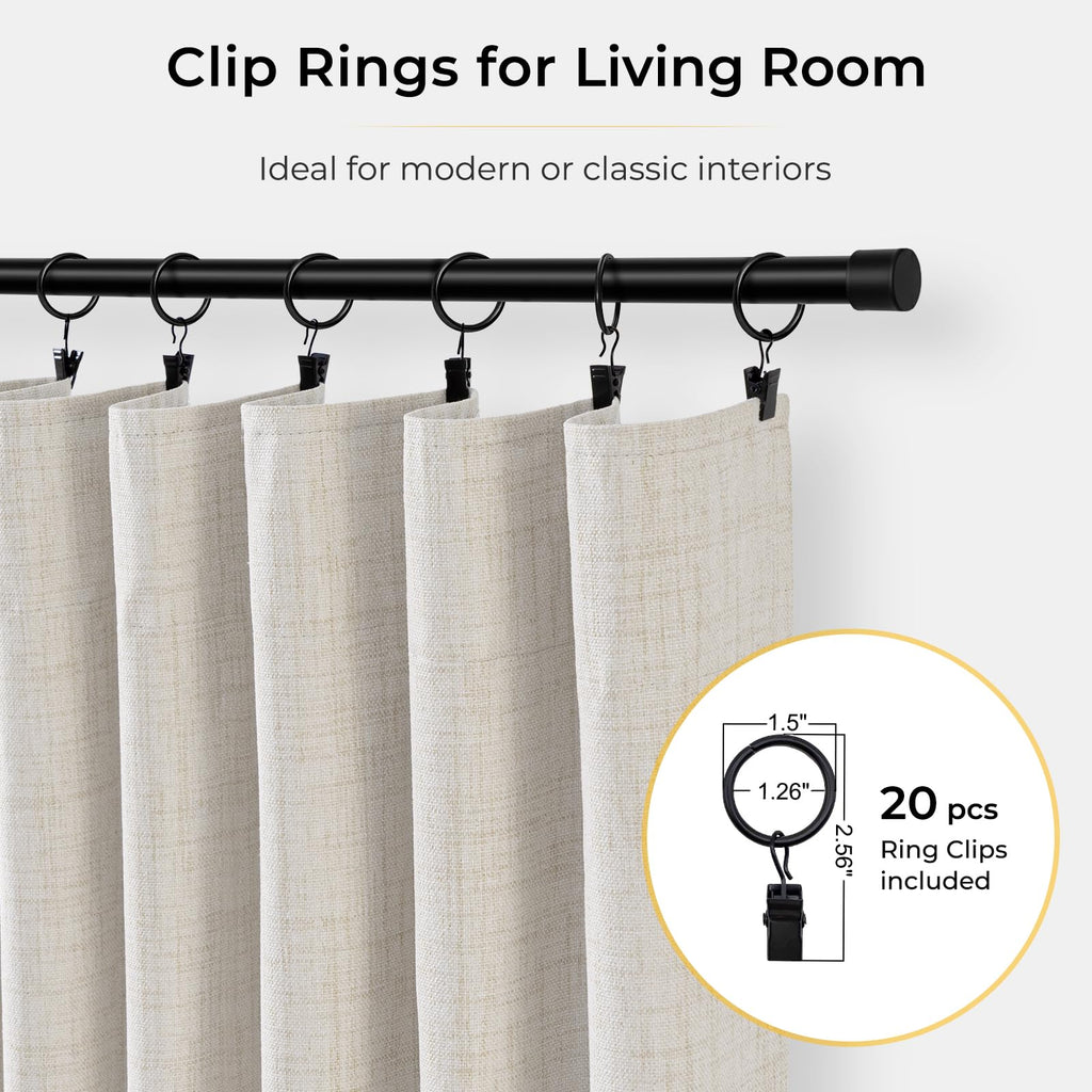 Linen Textured 100% Blackout Sliding Door Curtains 102x84 Beige G7437