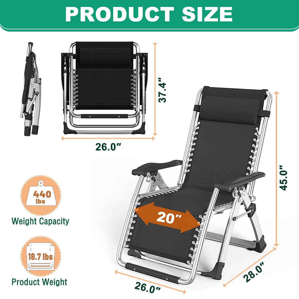 Zero Gravity Folding Lounge Chair with Cushion and Cup Holder C885939