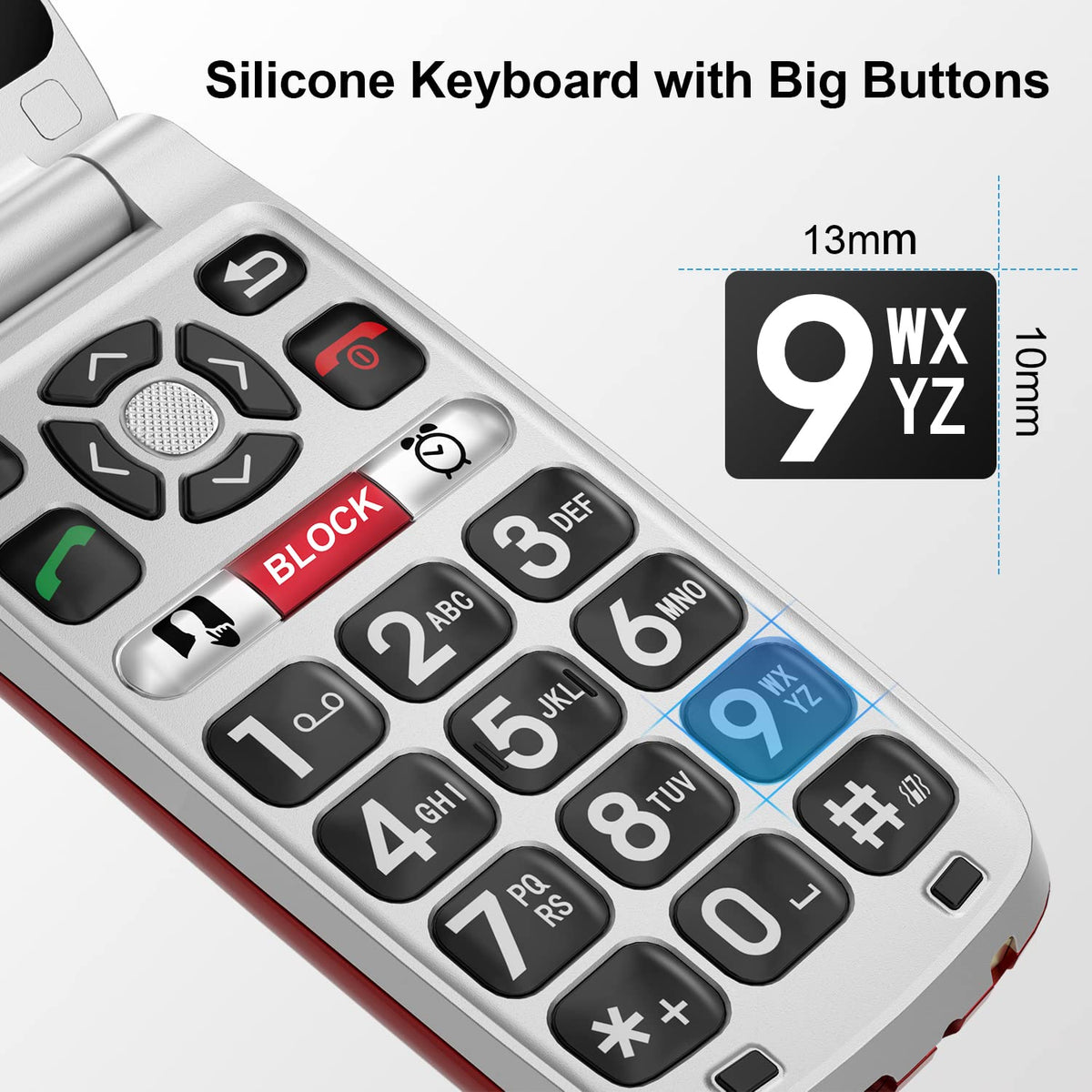 Unlocked 4G Big Button Flip Cell Phone with SOS Button & Charging Dock T43605
