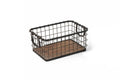 13.8" Wide Rectangular Metal Wire Basket with Wooden Bottom Z6318