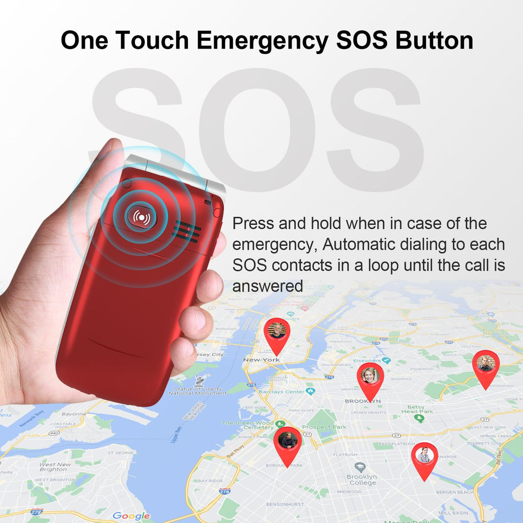 Unlocked 4G Big Button Flip Cell Phone with SOS Button & Charging Dock T43605
