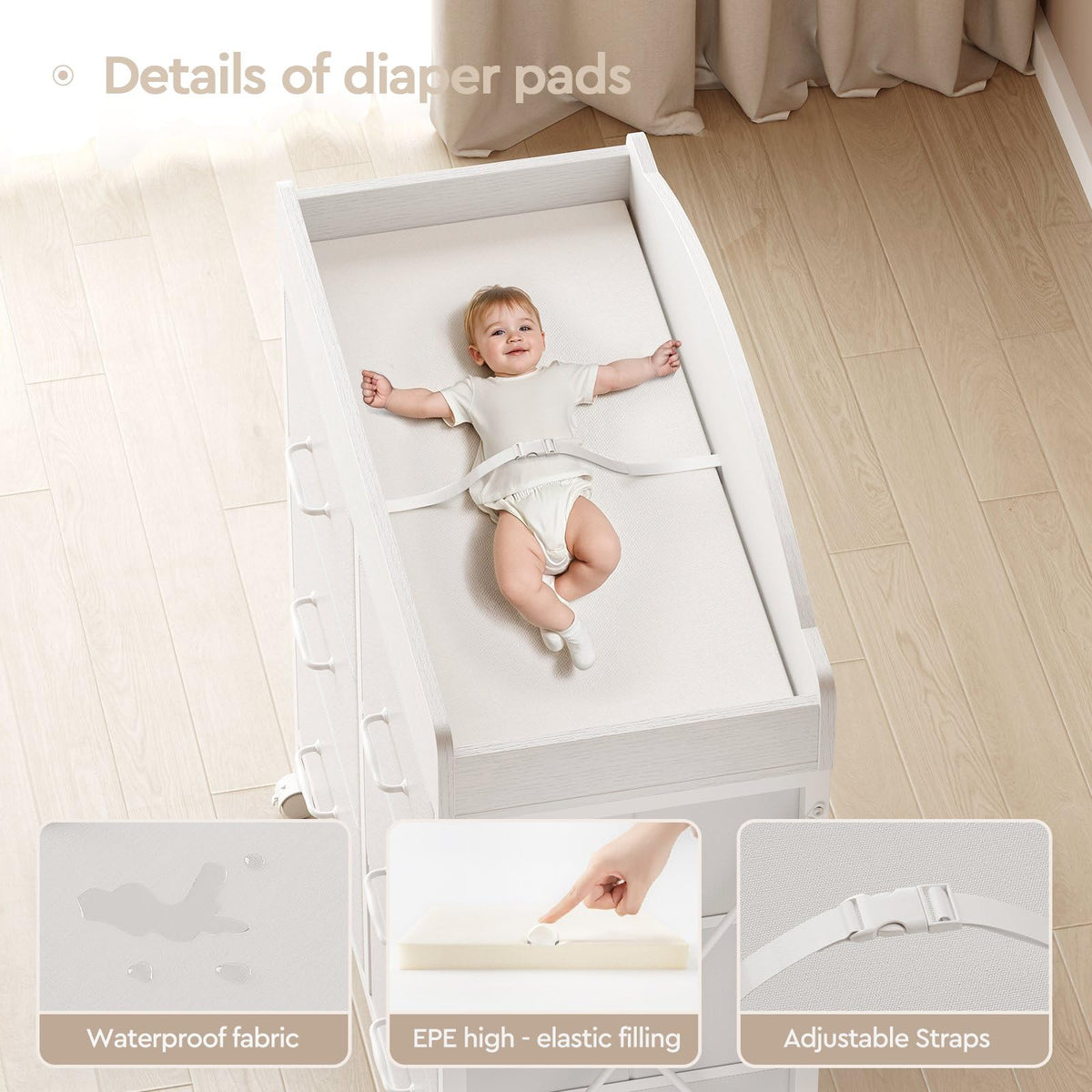 White 6 Drawer Changing Table Dresser O128688