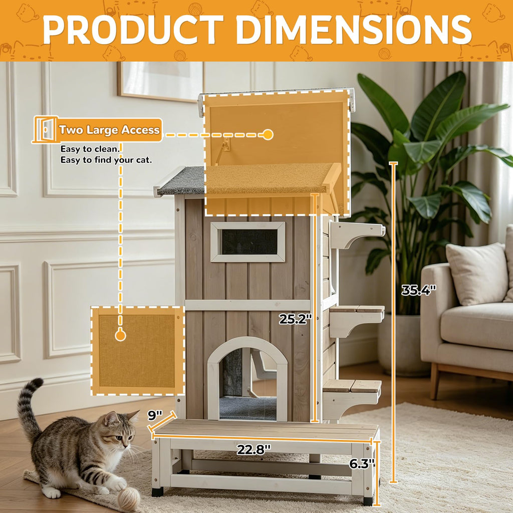 Weatherproof Wooden Outdoor Cat House Z4531