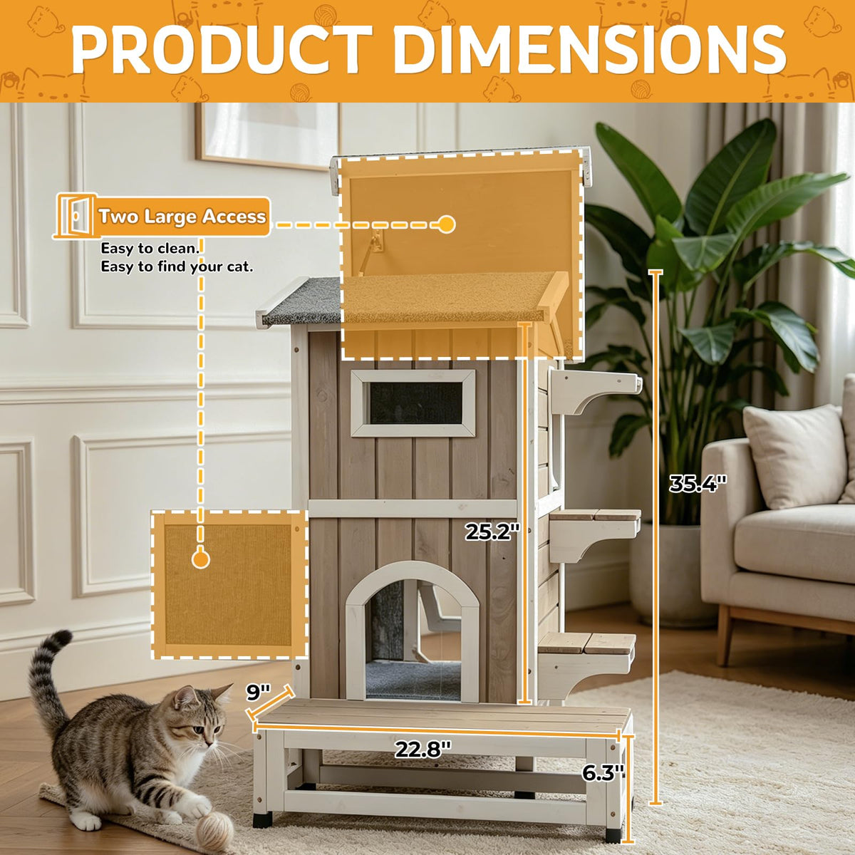 Weatherproof Wooden Outdoor Cat House Z4531