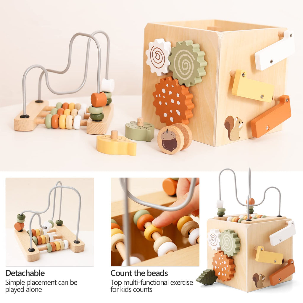 5 in 1 Wooden Activity Cube Bead Maze Shape Sorter C638580