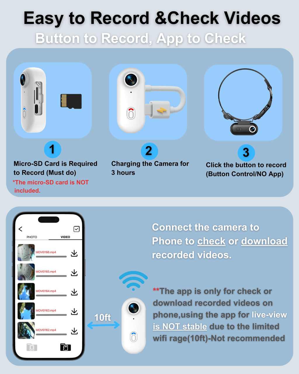 Cat Camera Collar with APP, 1080P HD Pet POV Video Recording F97389