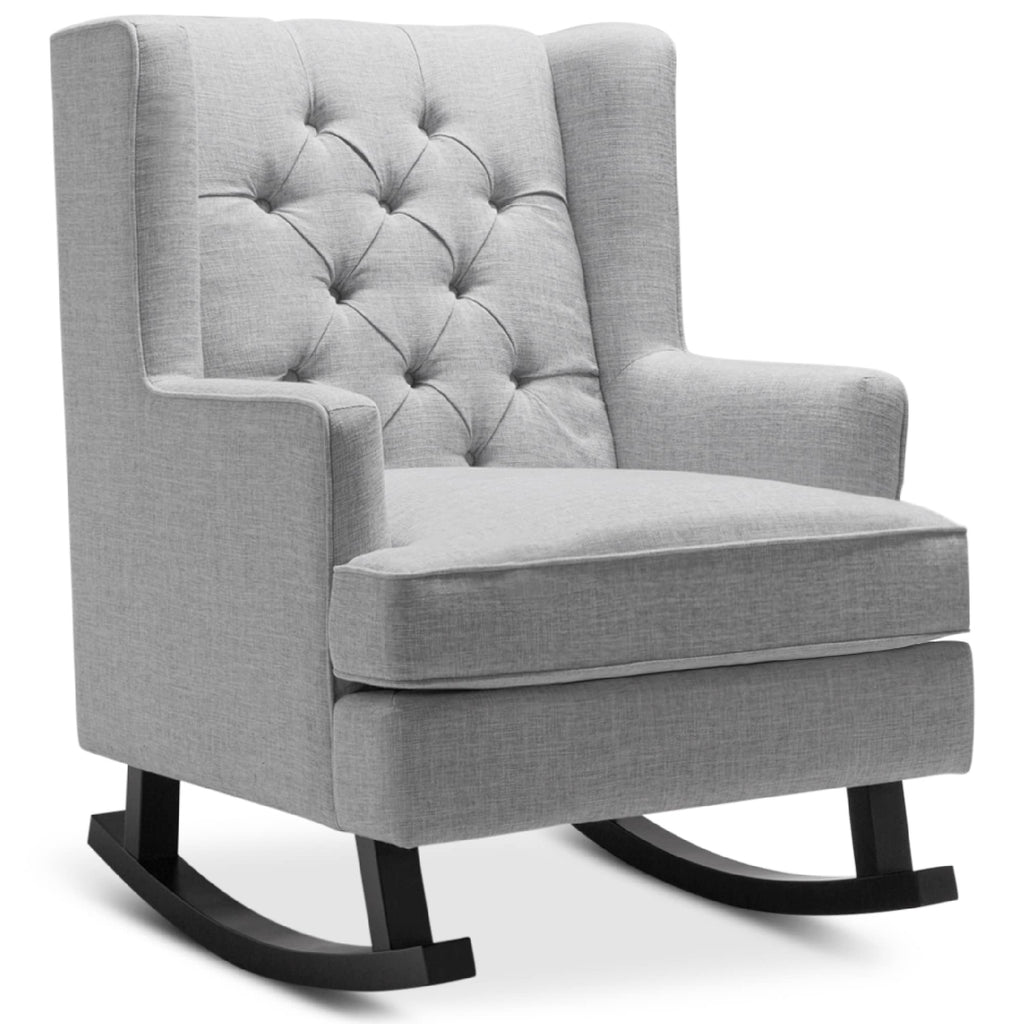 Gray Velvet Tufted Upholstered Rocking Accent Chair with Wood Frame R556484