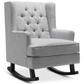 Gray Velvet Tufted Upholstered Rocking Accent Chair with Wood Frame R556484