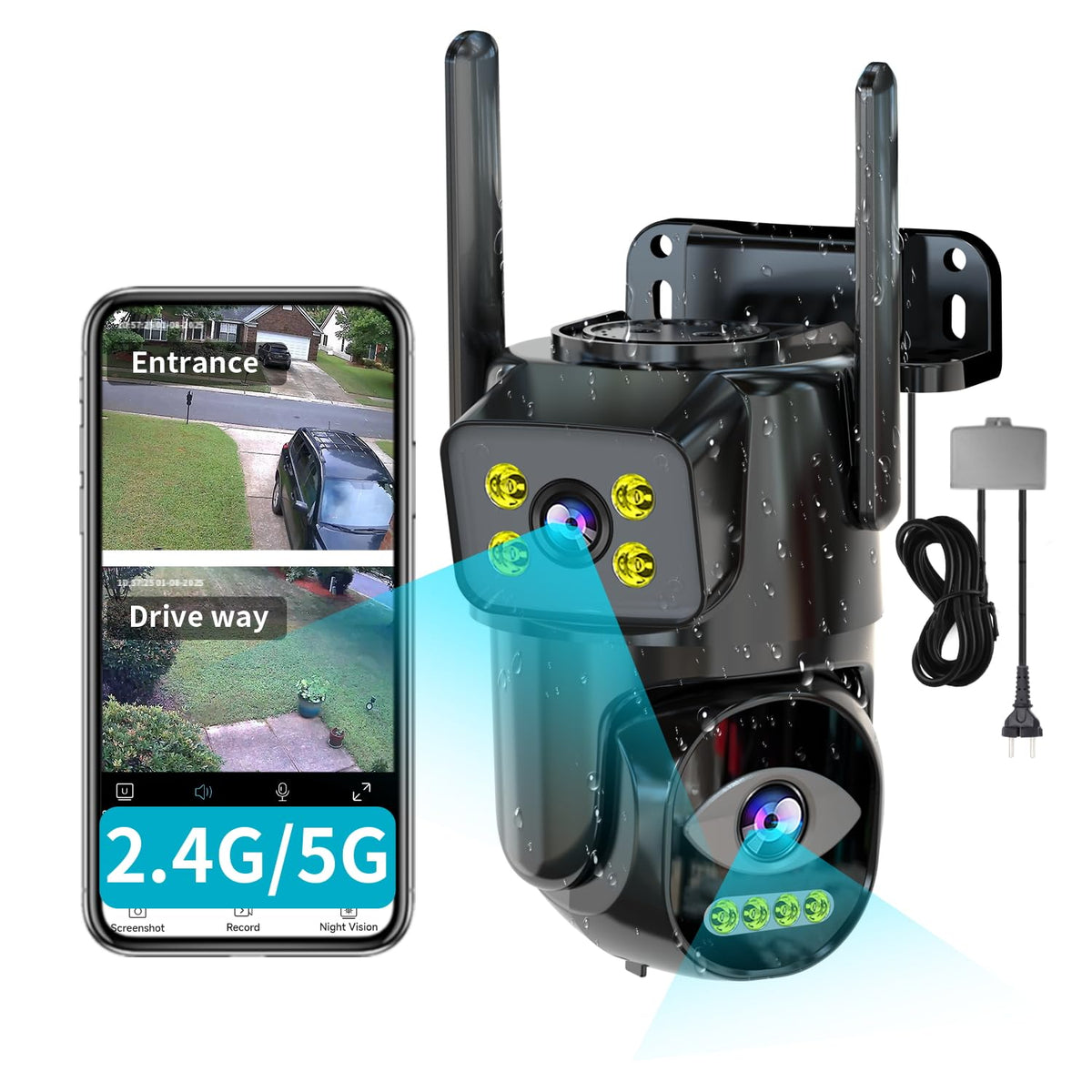 Dual Lens WiFi Security Camera Outdoor C829