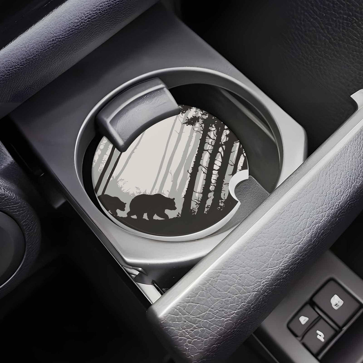 Black Ceramic Stone Car Coasters Set of 2 C975