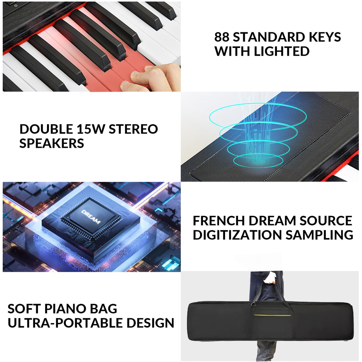 88 Key Semi Weighted Digital Piano with Stand Z65482