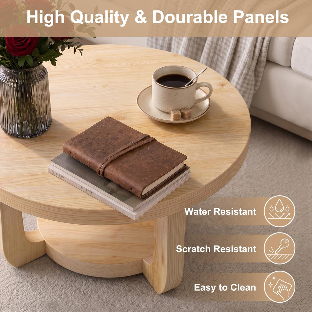Round 2-Tier Coffee Table with Storage M2886