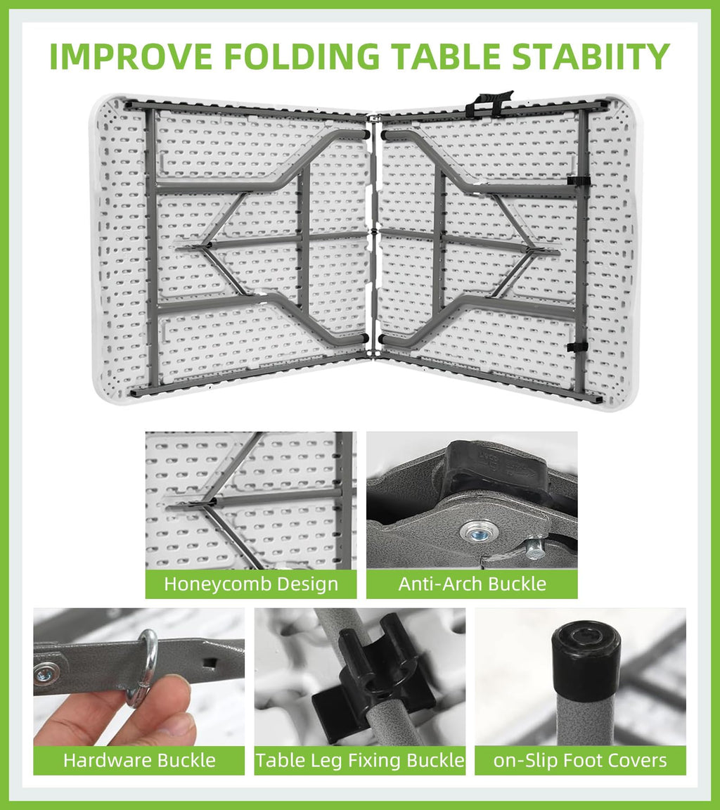 6ft White Folding Table with Carrying Handle N49070