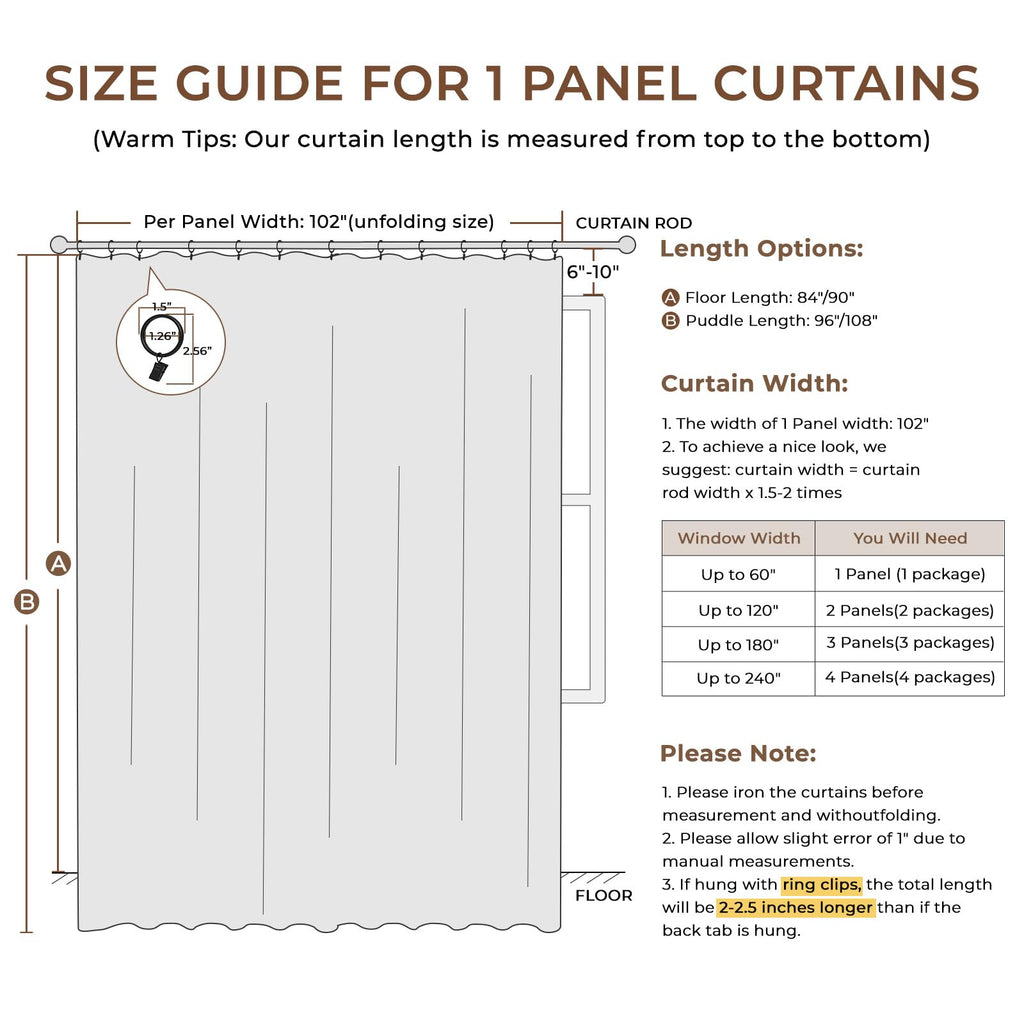 Linen Textured 100% Blackout Sliding Door Curtains 102x84 Beige G7437