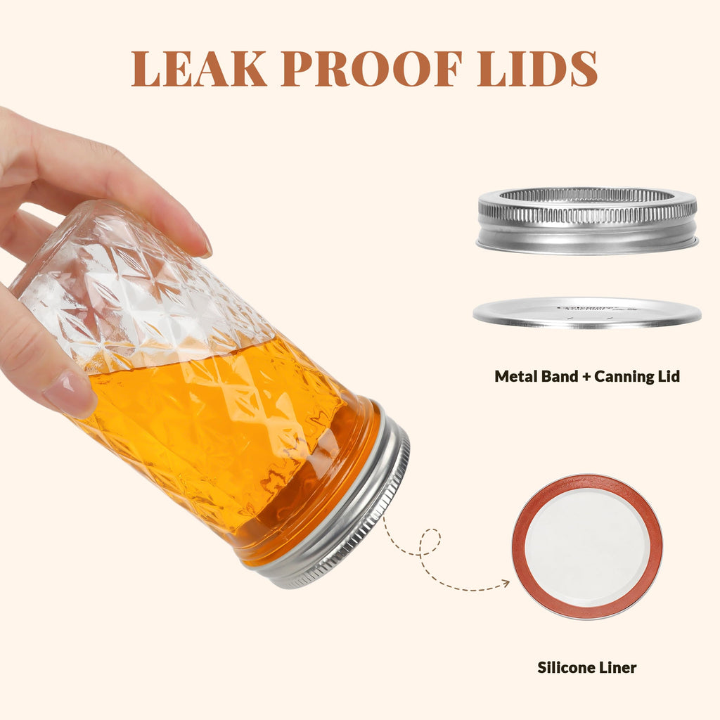 12 Pack 12oz Regular Mouth Glass Jars With Lids L74279