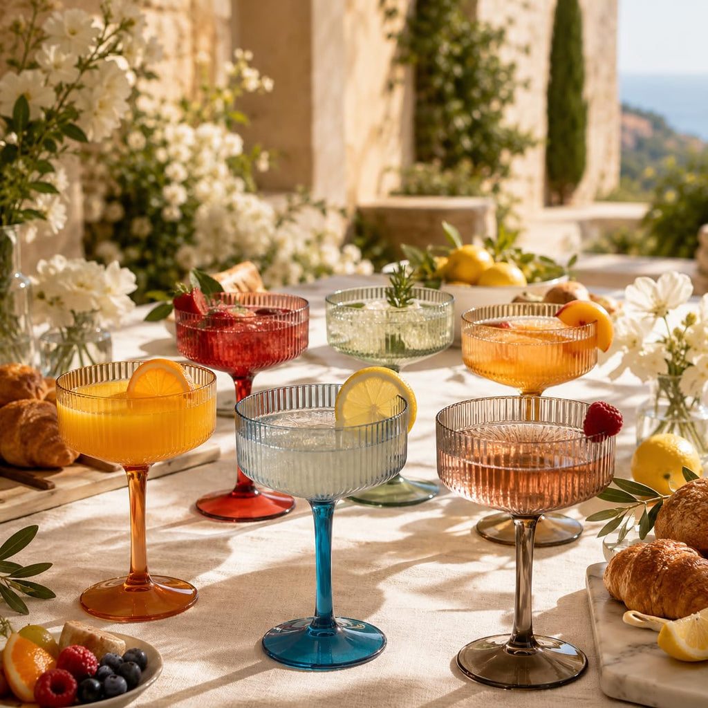 Ribbed Acrylic Martini Glasses Set of 6 H901