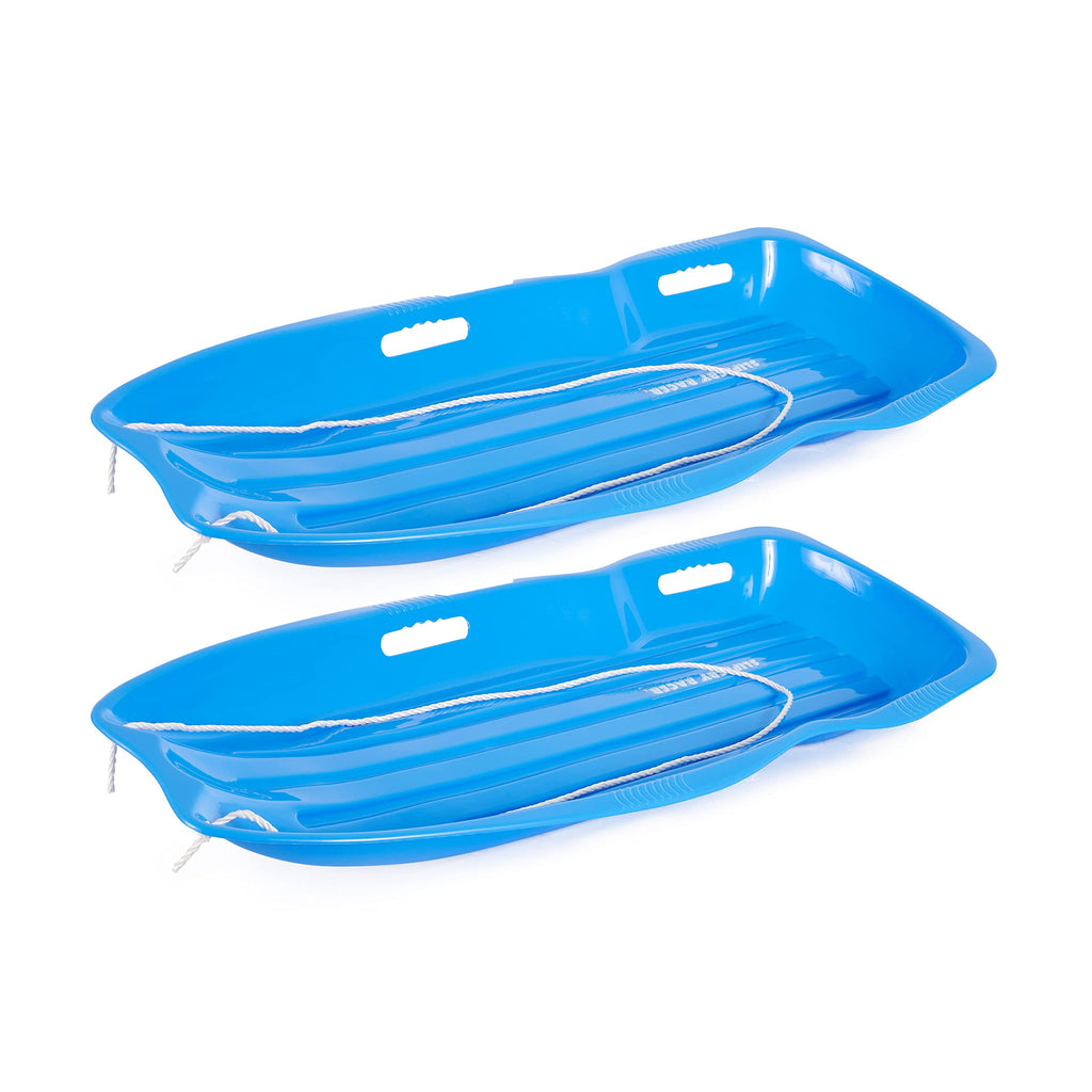 Plastic Toboggan Snow Sled with Pull Rope, 2 Pack P372