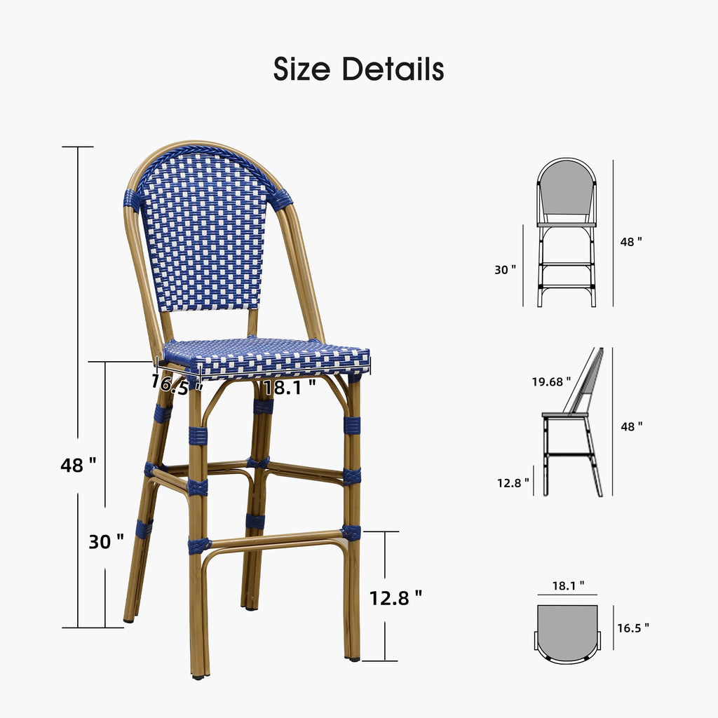Set of 4 30" Rattan Bar Stools V9337