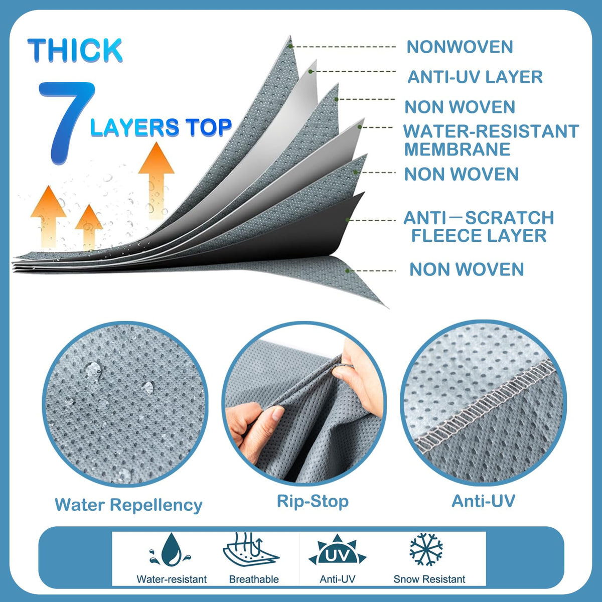 7 Layers Heavy Duty Travel Trailer RV Cover 16-18FT X7806