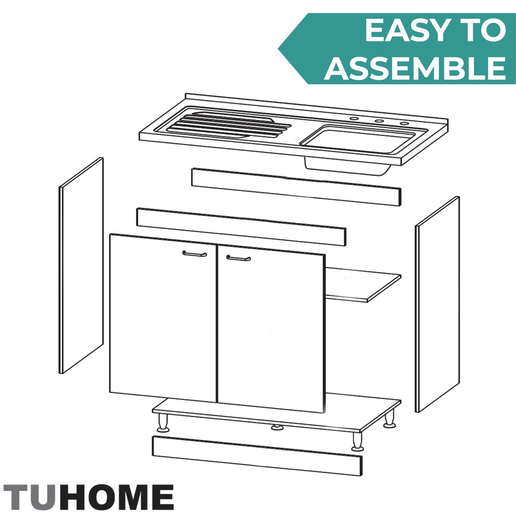 White 39 in Kitchen Sink Cabinet with Stainless Steel Top Q60356