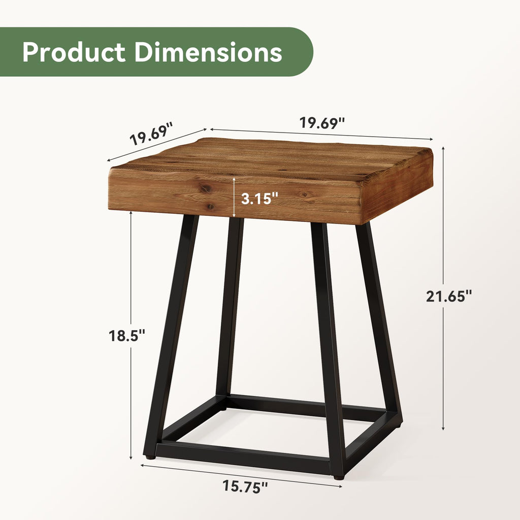 Solid Wood Nightstand with Metal Frame E50647
