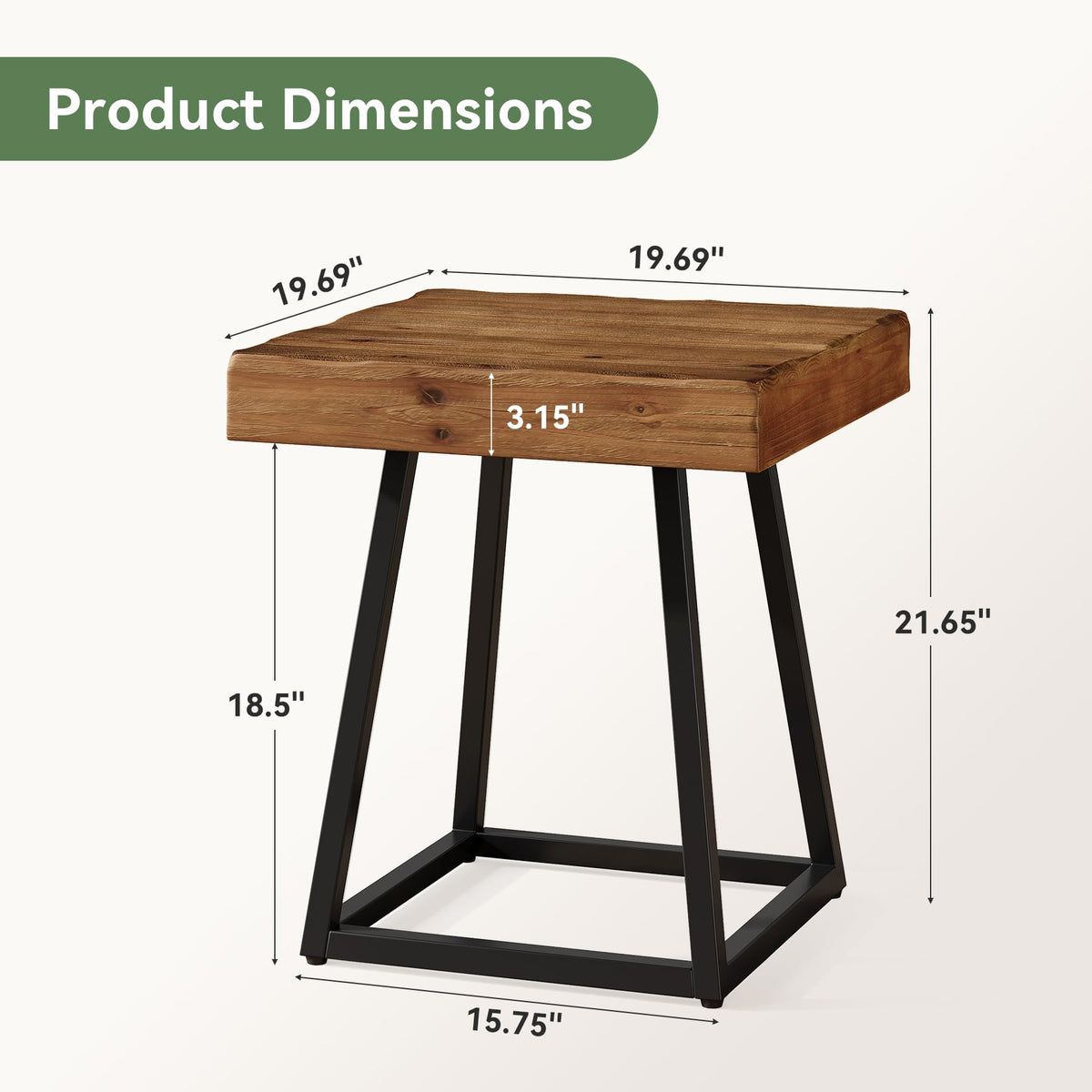Solid Wood Nightstand with Metal Frame E50647