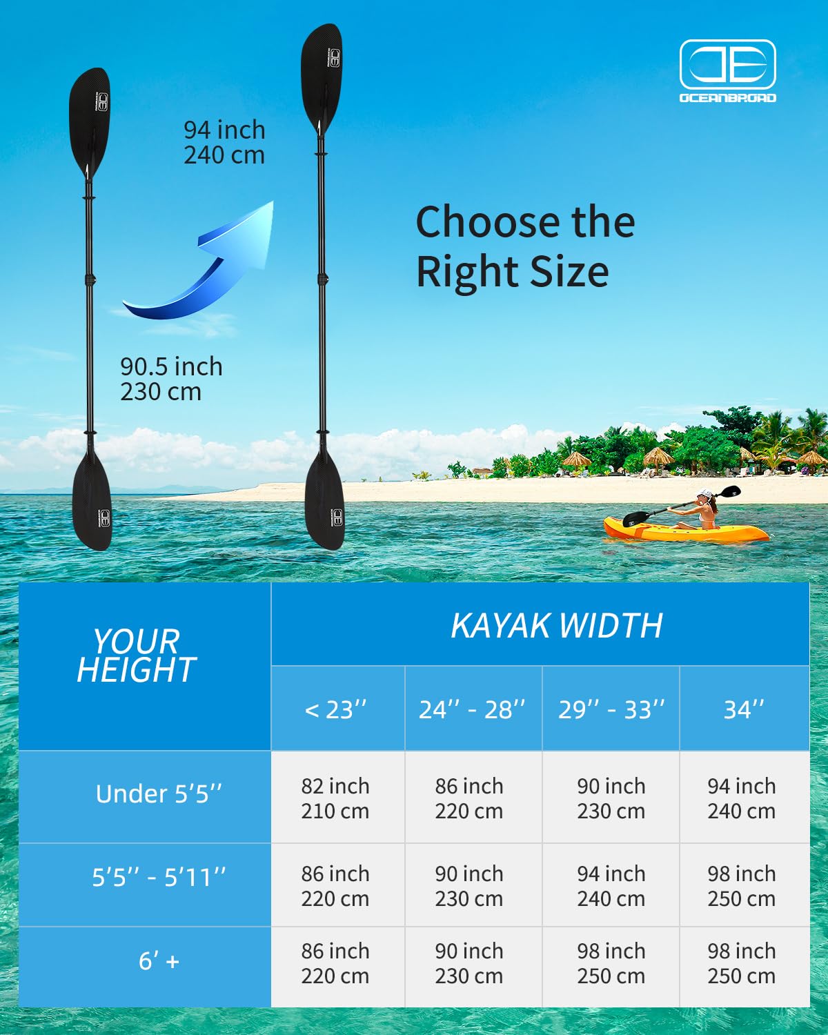 Full Carbon Fiber Adjustable Kayak Paddle Z715830