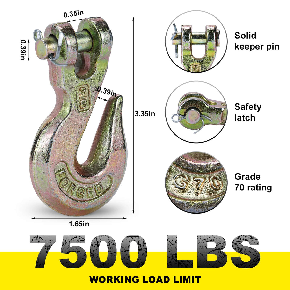3/8 Heavy Duty Clevis Grab Hook 4 Pack G1544