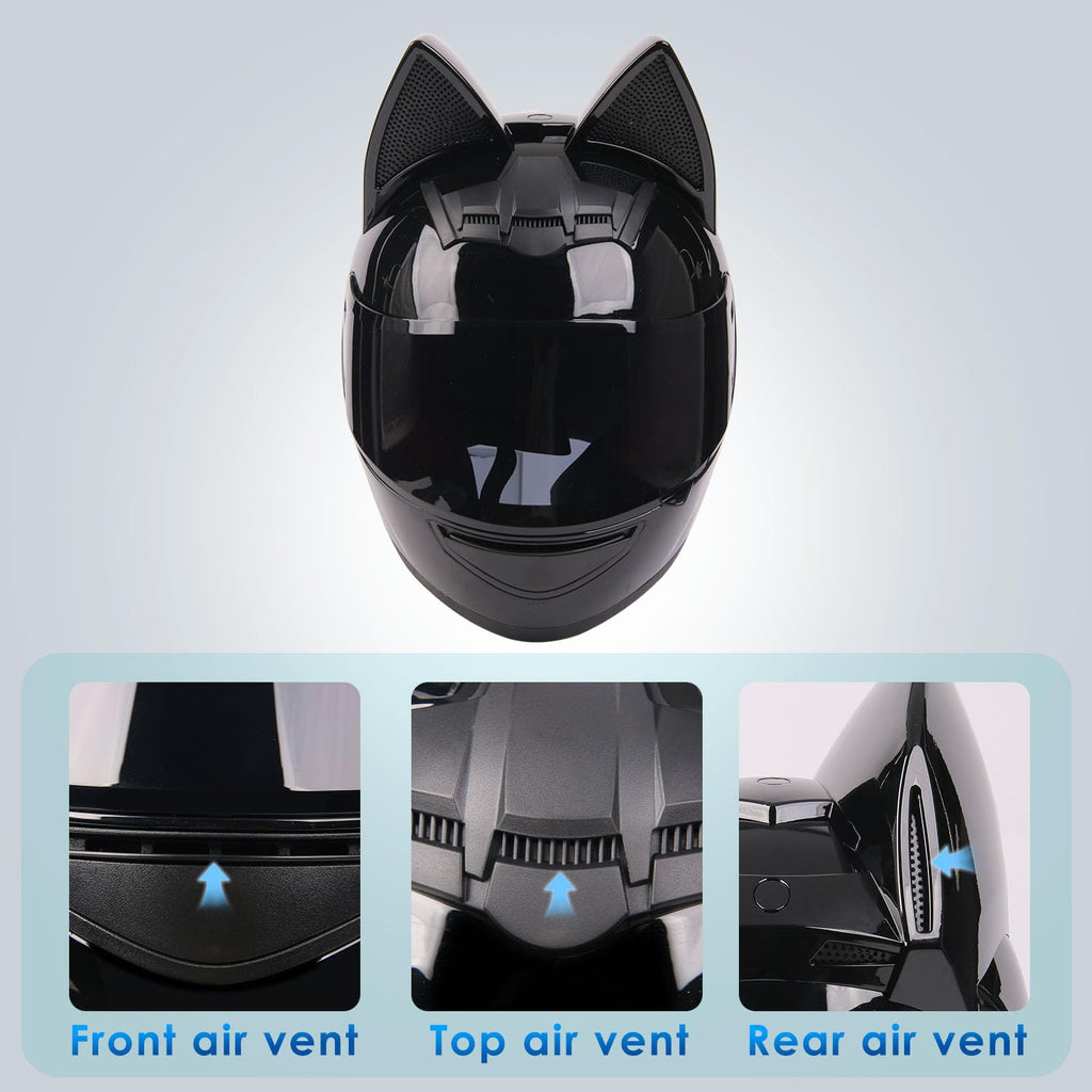 Bluetooth Motorcycle Cat Ear Full Face Helmet DOT Approved Z828