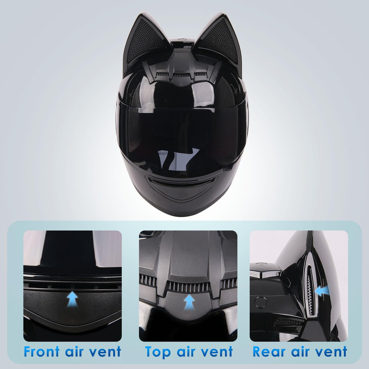 Bluetooth Motorcycle Cat Ear Full Face Helmet DOT Approved Z828