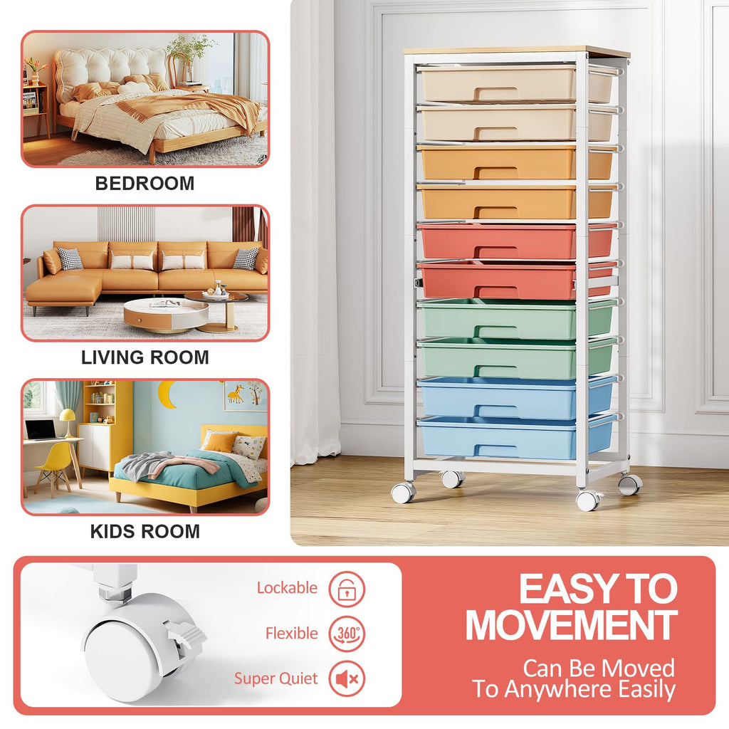 10 Drawer Rolling Cart A38062