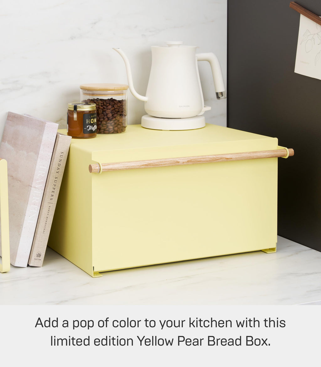 Large Yellow Steel Wood Bread Box G9534