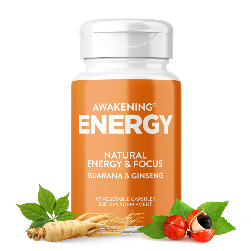 Natural Energy & Focus Supplement with Panax Ginseng, Guarana Extract & Chromium Picolinate, 60 Caps G367156
