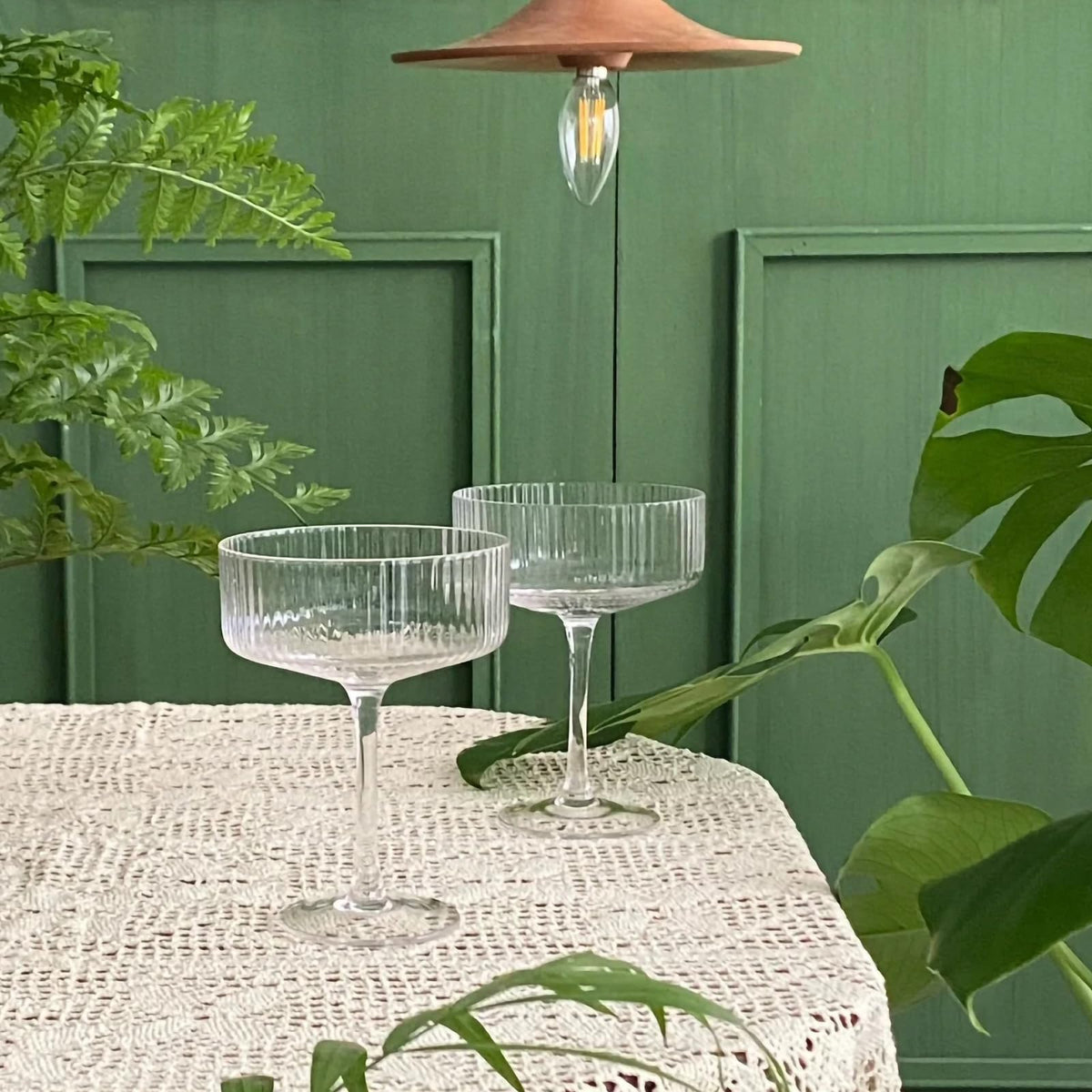 Martini Glasses set of 8, 10 oz Ribbed Coupe Glasses H68282