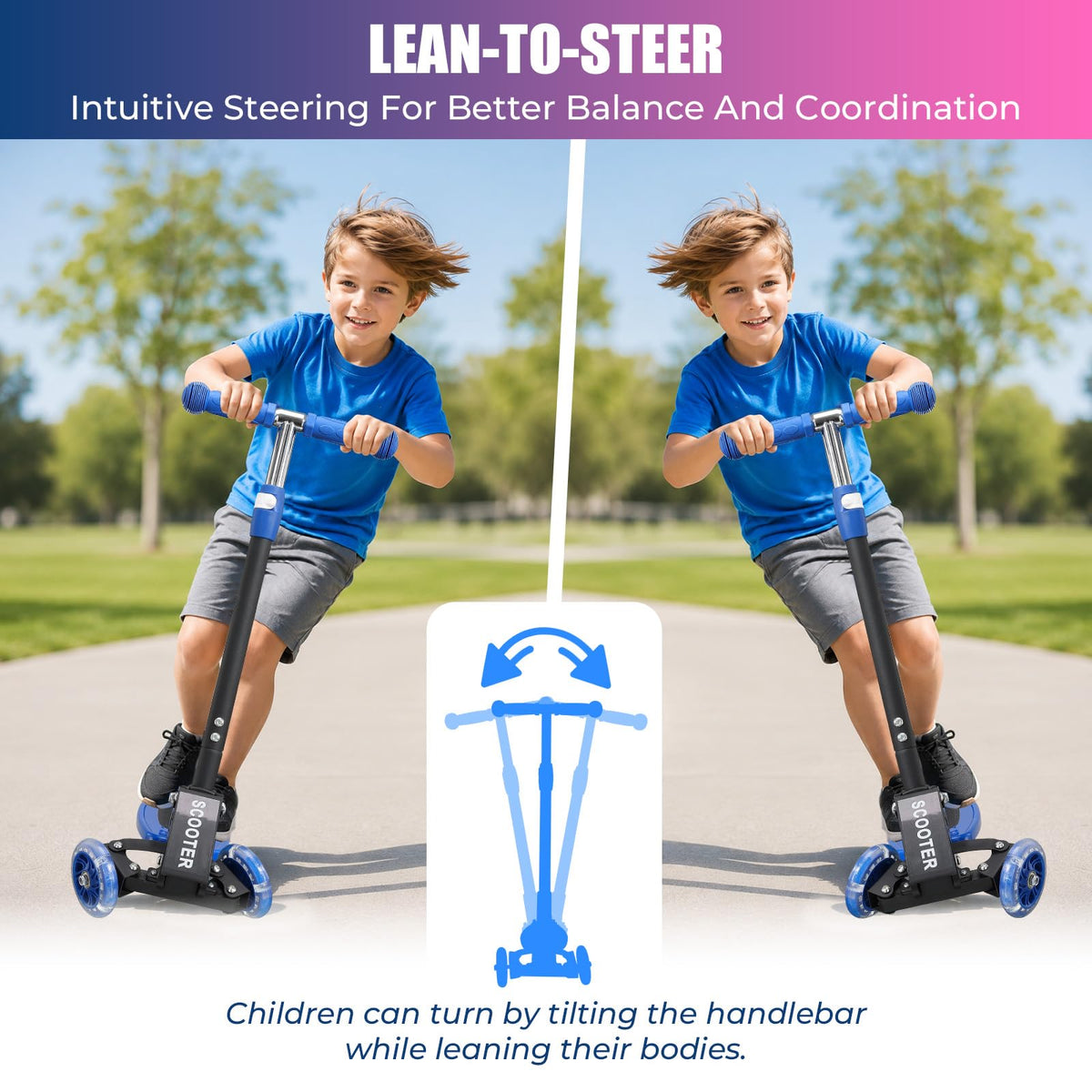 3 Wheel Kids Scooter with LED Light-Up M907