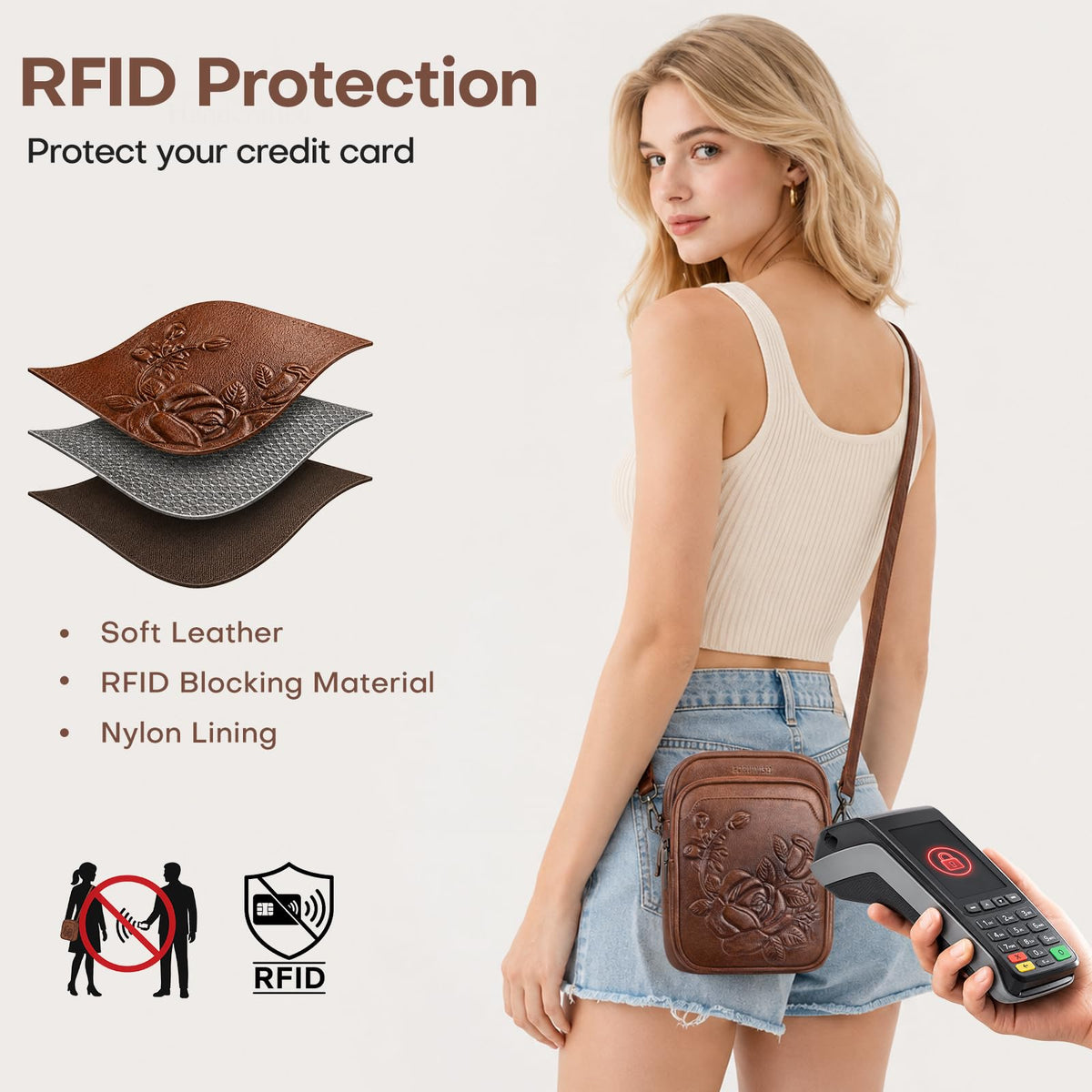 Small RFID Leather Crossbody Bag C114998