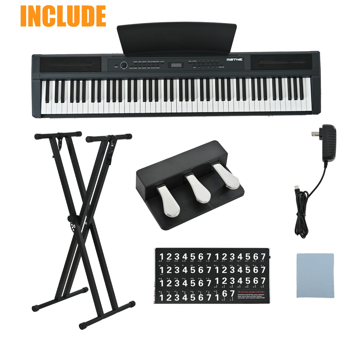 88 Key Weighted Hammer Action Digital Piano with Stand and 3 Pedal Unit F39725