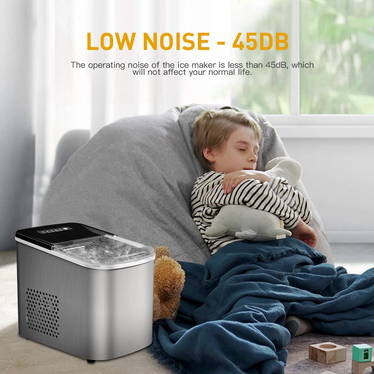 Countertop Ice Maker 38lbs Per Day 9 Ice Cubes in 3.5 Minutes Self-Cleaning Portable Ice Machine 2 Bullet Sizes P928243