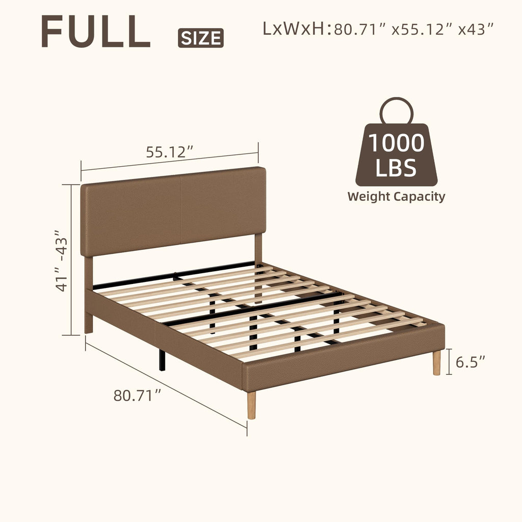 Minimalist Leather Bed Frame with Adjustable Headboard I9295