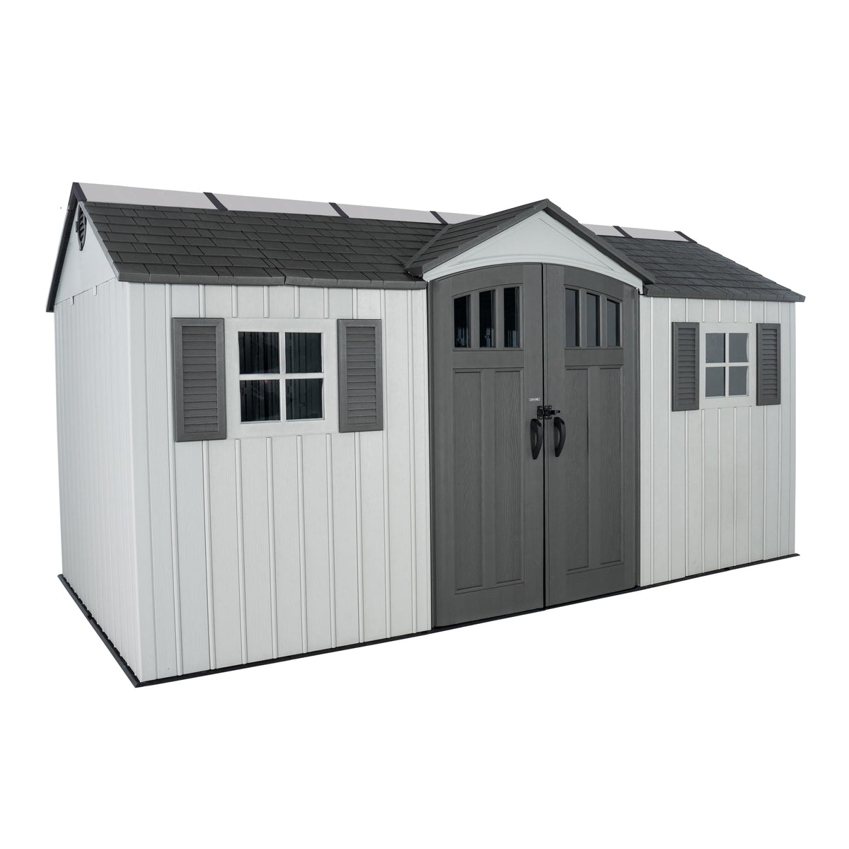 15x8 Ft Gray Resin Outdoor Storage Shed with Lockable Doors Z218