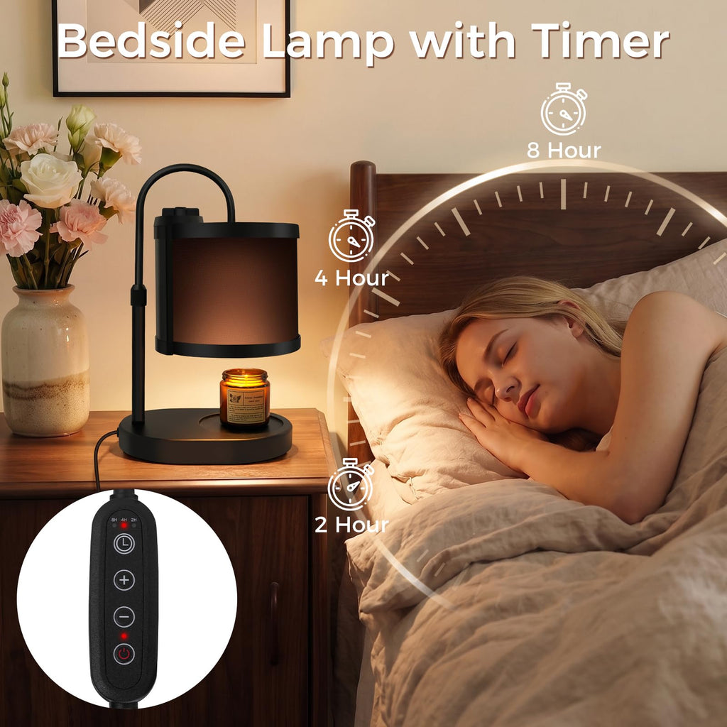 Black Candle Warmer Lamp with Timer and Dimmer W993