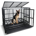 42 inch Heavy Duty Metal Dog Cage with Double Doors & Lockable Wheels V32254